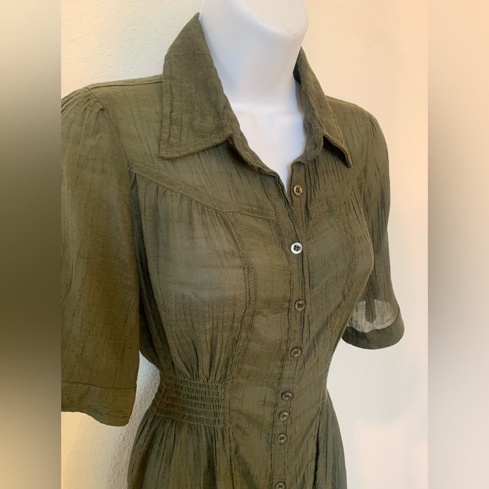 Classy Olive Green Button Down Collared Shirt